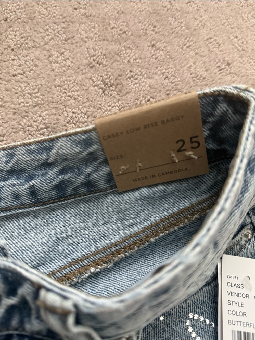 PacSun Light Blue Straight-Leg Jeans with Studded Butterfly Details - Picture 5 of 9